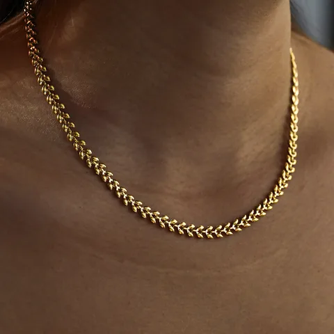 Unisex 18k Gold Plated Leaf Necklace