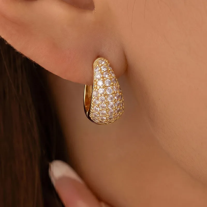 Water Droplets Earrings In 18K Real Gold Plated