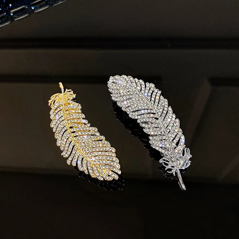 Rhinestone Feather Hairpin