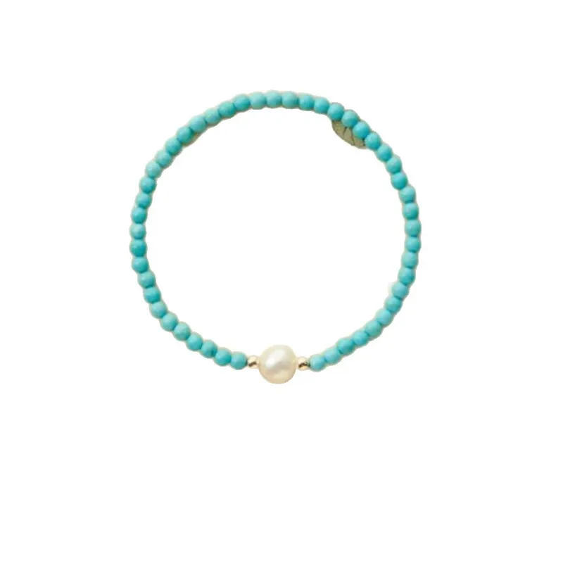 Pearl Beading Bracelet For Women Featuring Turquoise Material And Turquoise Inlay