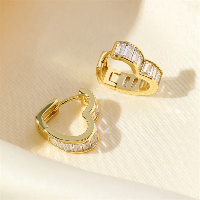 Heart Shape Earrings Electroplated 18K Gold Plated Finish